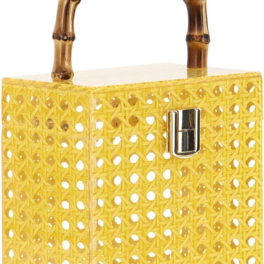 Rattan Acrylic Clutch Purse for Women Formal Wedding Evening Handbag Summer Beac